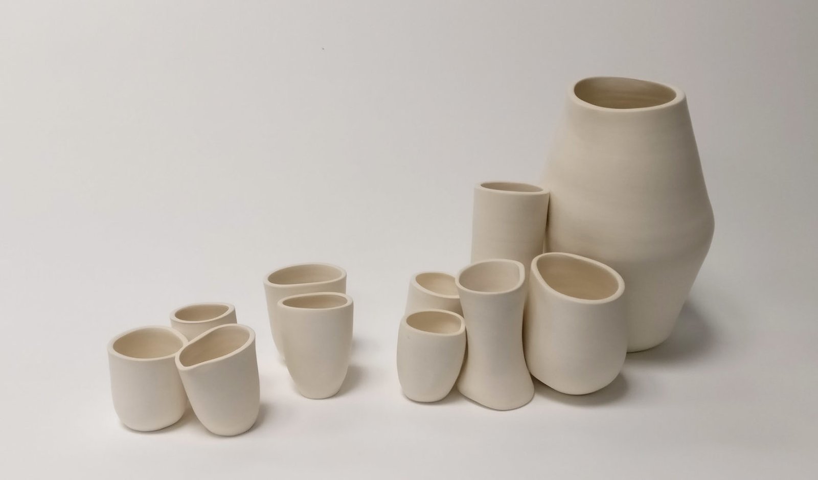 Szilvia Gyorgy, Imprinted Vessels, porcelain 24 times 28 times 18 cm three separate works), 2017