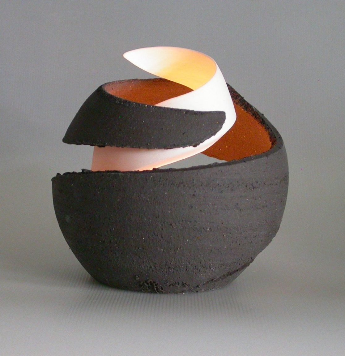 Light from 'Deconstructed' series by Szilvia György, thrown and cut porcelain, electrical fitting