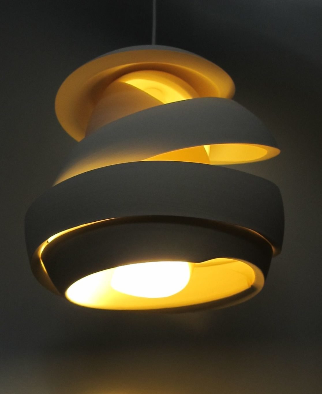 Light from 'Deconstructed' series by Szilvia György, thrown and cut porcelain, electrical fitting