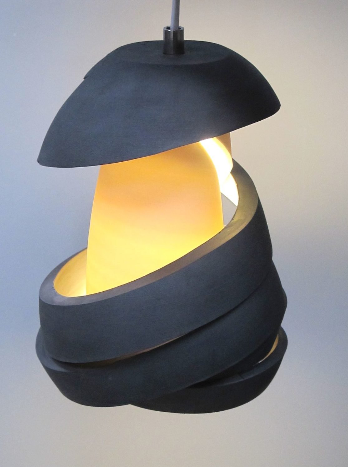 Light from 'Deconstructed' series by Szilvia György, thrown and cut porcelain, electrical fitting