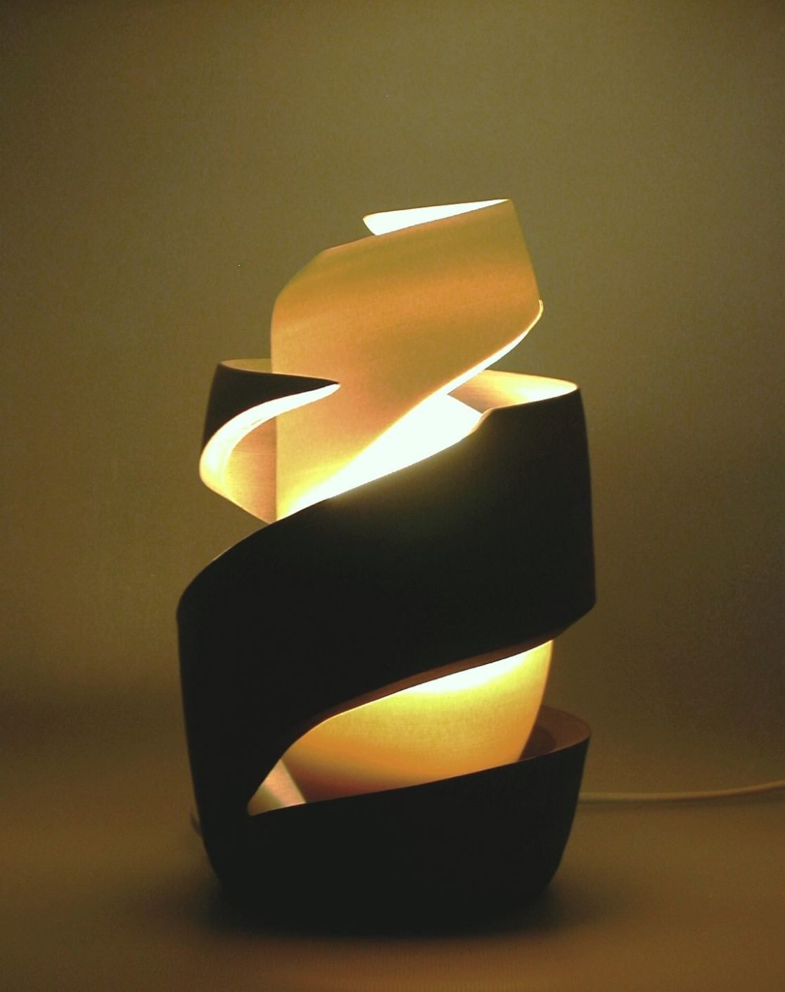 Light from 'Deconstructed' series by Szilvia György, thrown and cut porcelain, electrical fitting