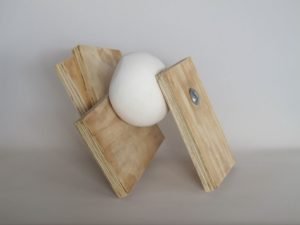 No More Marshmallows, James McCallum, 20 x 24 x 24 cm, plaster, timber, stainless steel