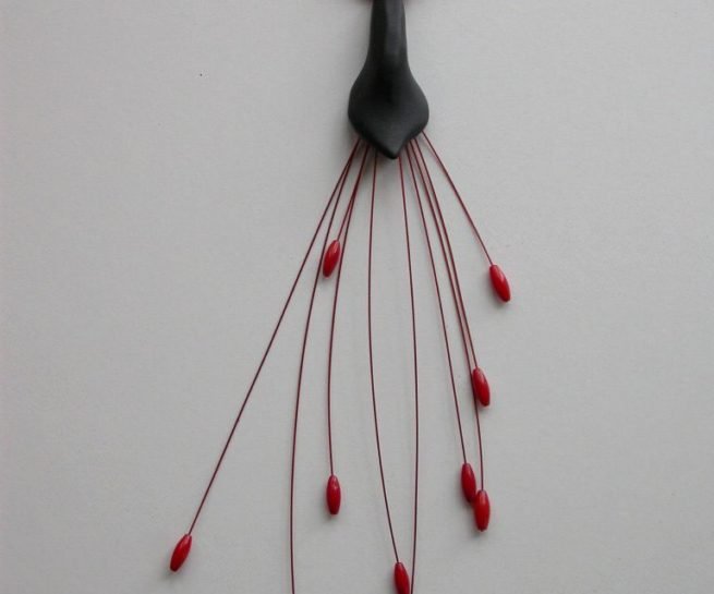 Stainless Steel Brazilian stone sea bamboo pendant by Szilvia György