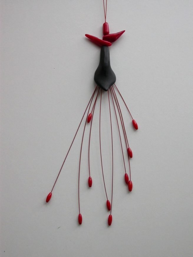 Stainless Steel Brazilian stone sea bamboo pendant by Szilvia György