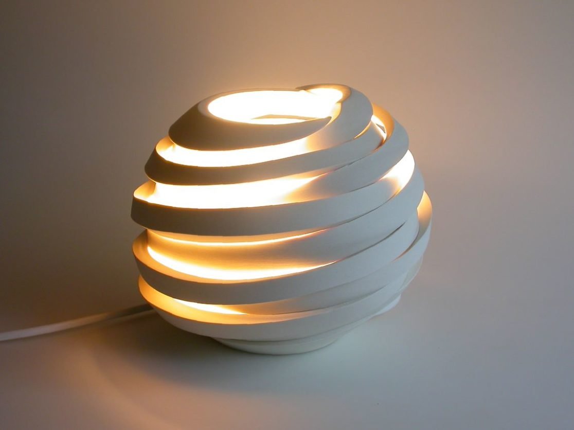 Light from 'Deconstructed' series by Szilvia György, thrown and cut porcelain, electrical fitting