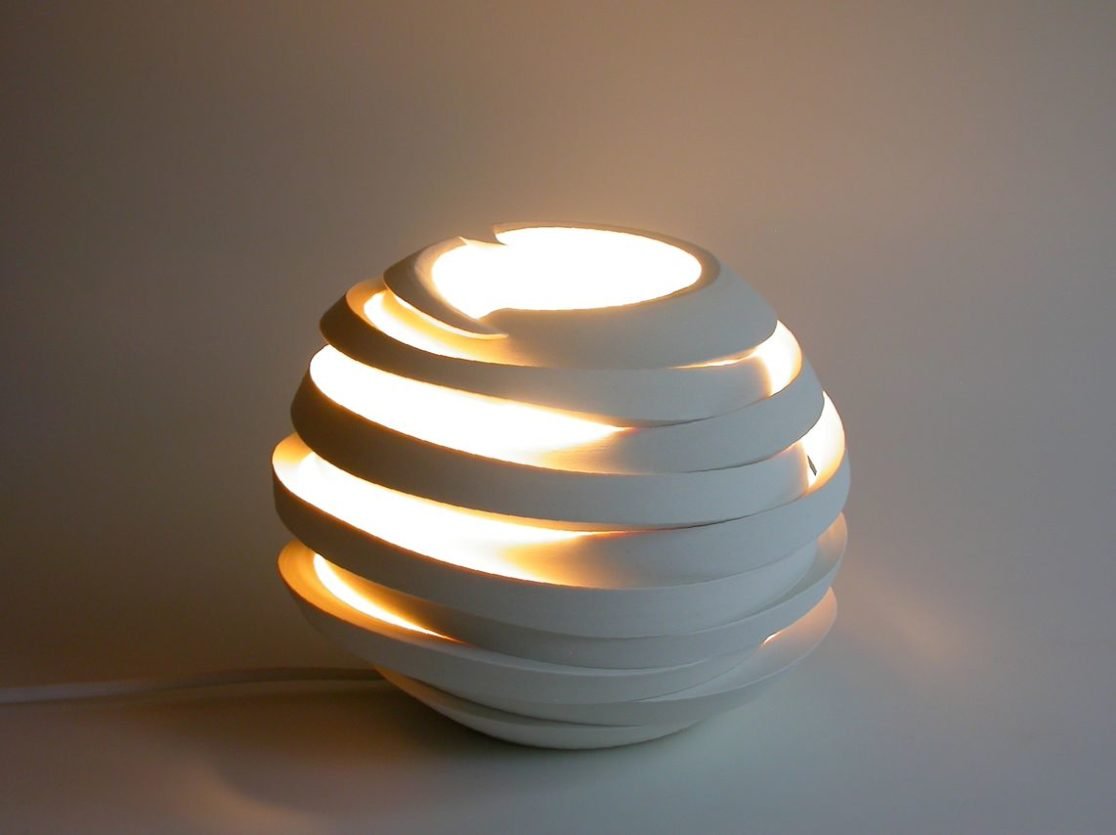 Light from 'Deconstructed' series by Szilvia György, thrown and cut porcelain, electrical fitting