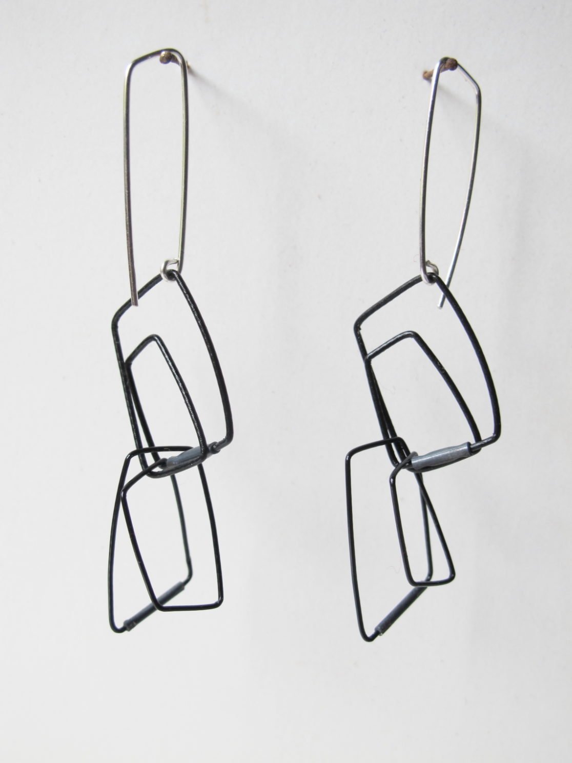 Geometric Chain Earrings Black Bold, by Szilvia György